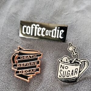 Coffee-Themed Enamel Pin Set